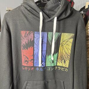 Hunter X Hunter 4 Panel Black Graphic Print Long-Sleeve Hoodie SZ Medium - RARE!